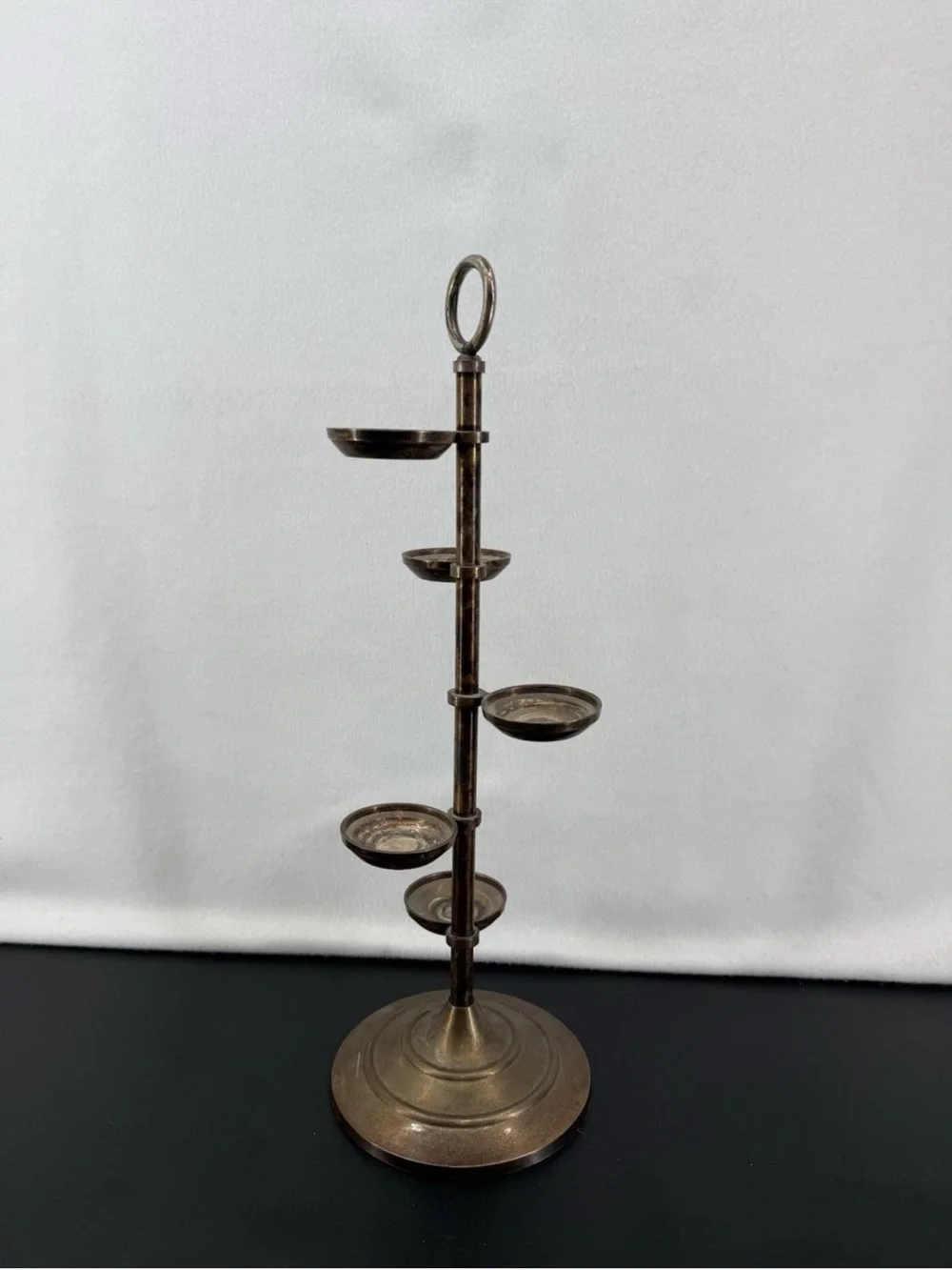 Pottery Barn Brass-Tone Tiered Metal Candle Stand